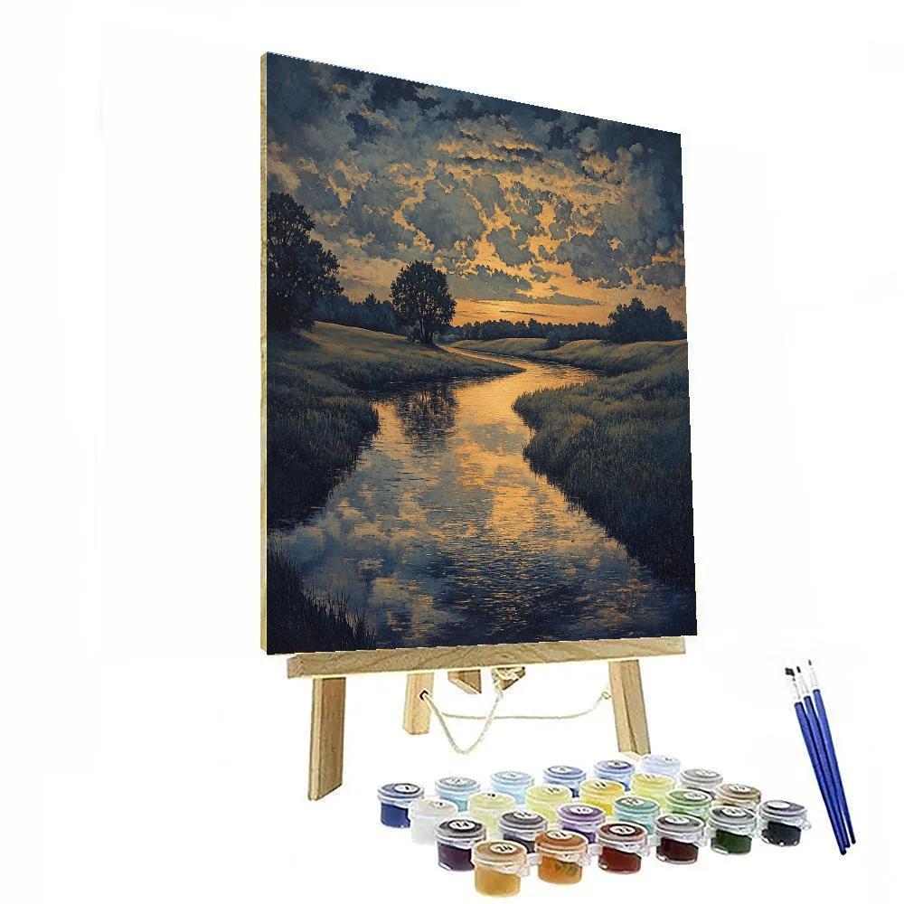 Rembrandt Inspired Twilight Reflections On Serene Waters paint by numbers