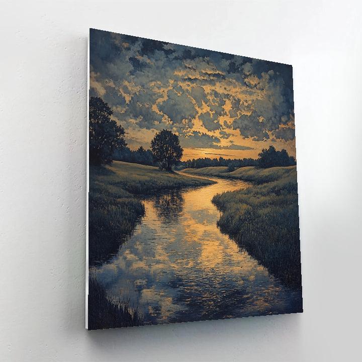 Rembrandt Inspired Twilight Reflections On Serene Waters paint by numbers