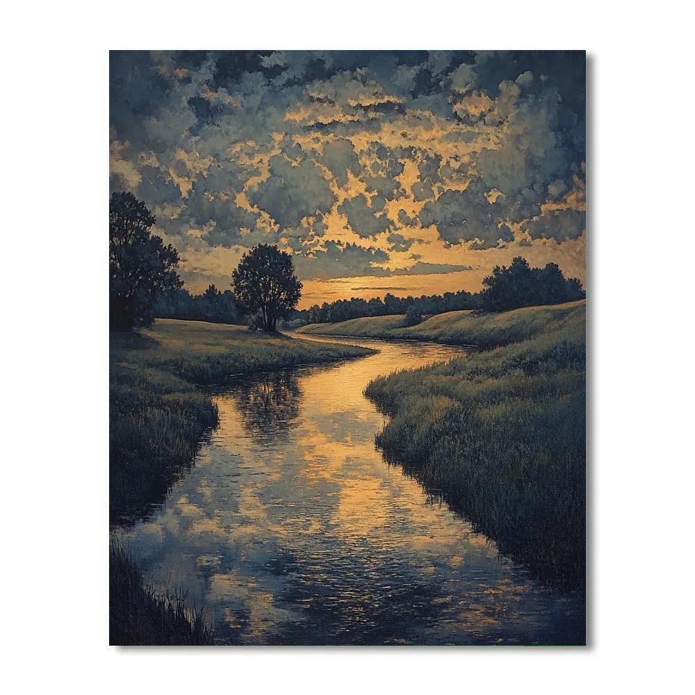 Rembrandt Inspired Twilight Reflections On Serene Waters paint by numbers