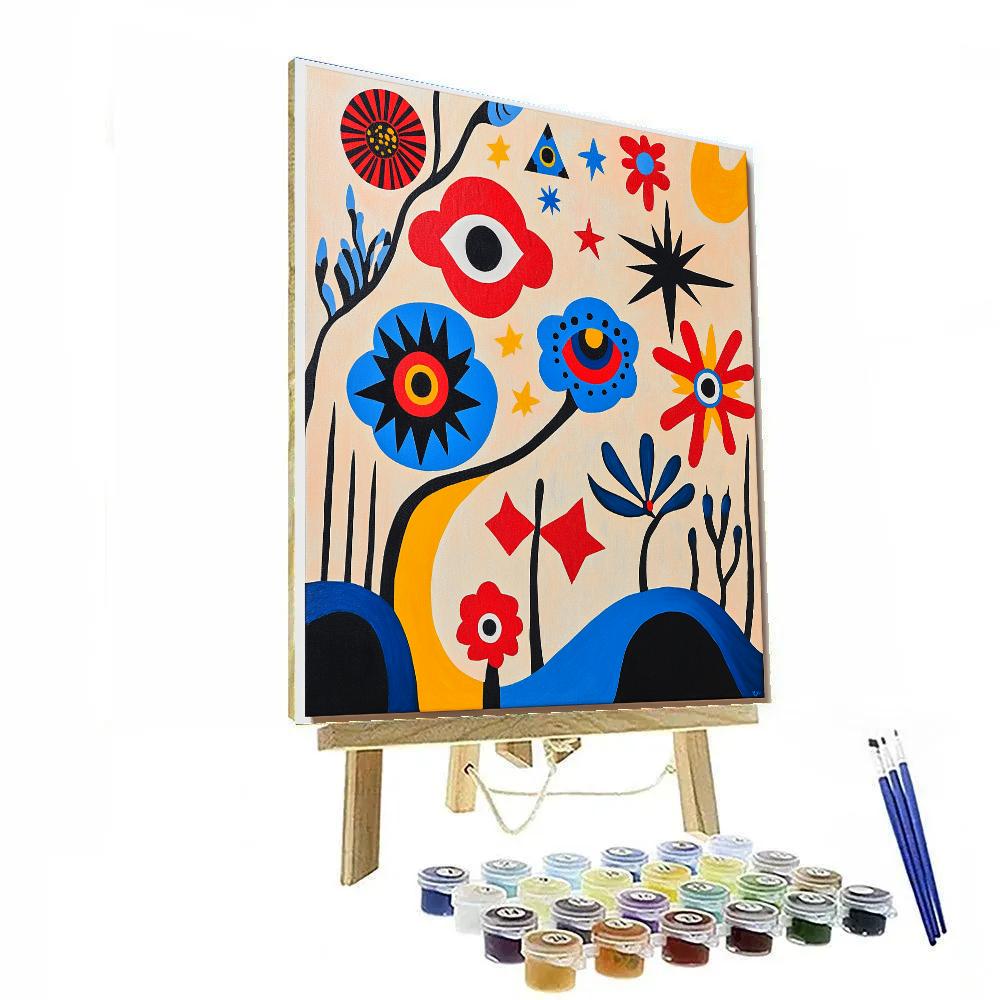 Joan Miró Inspired Enchanted Garden Of Shapes Numbered painting kits