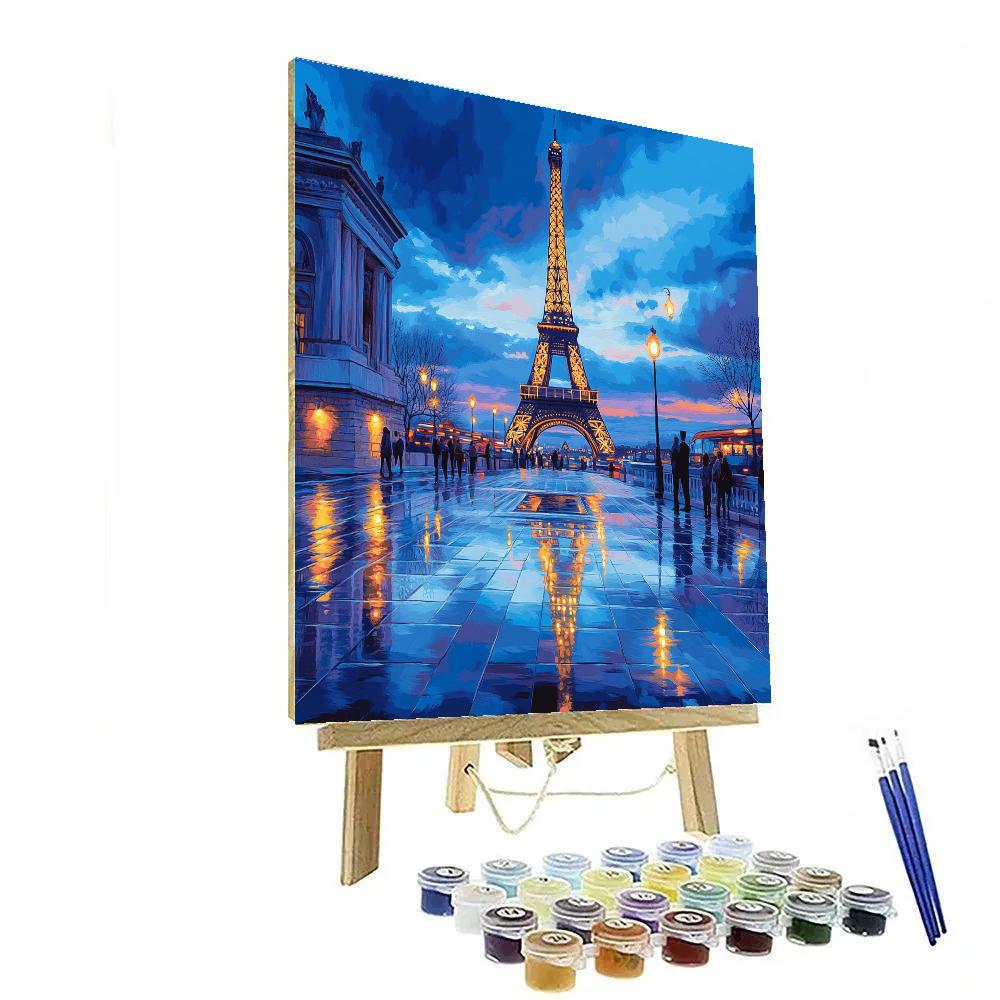 Blue Hour View Of The Eiffel Tower From Trocadero Paris France paint by numbers