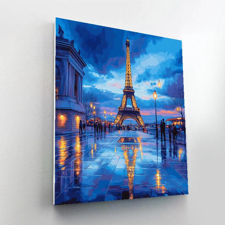 Blue Hour View Of The Eiffel Tower From Trocadero Paris France paint by numbers
