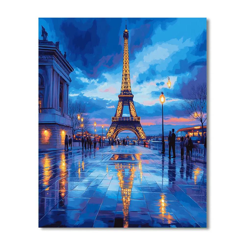 Blue Hour View Of The Eiffel Tower From Trocadero Paris France paint by numbers