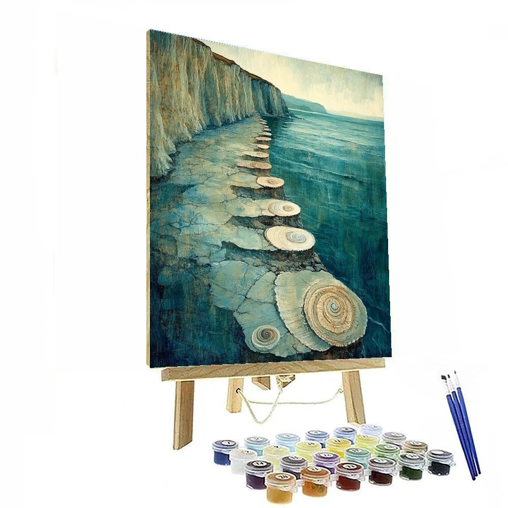 Leonardo Da Vinci Inspired Oceanic Fossil Panorama paint by number