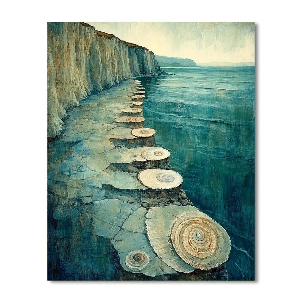 Leonardo Da Vinci Inspired Oceanic Fossil Panorama paint by number