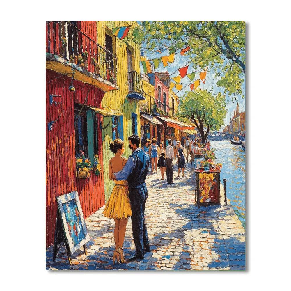 Colorful Facade Walk In La Boca Caminito Buenos Aires Argentina painting number kit