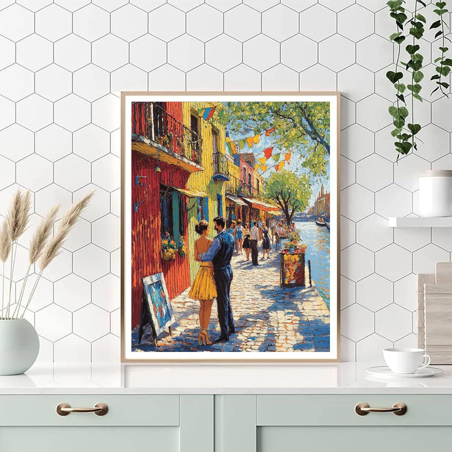 Colorful Facade Walk In La Boca Caminito Buenos Aires Argentina painting number kit