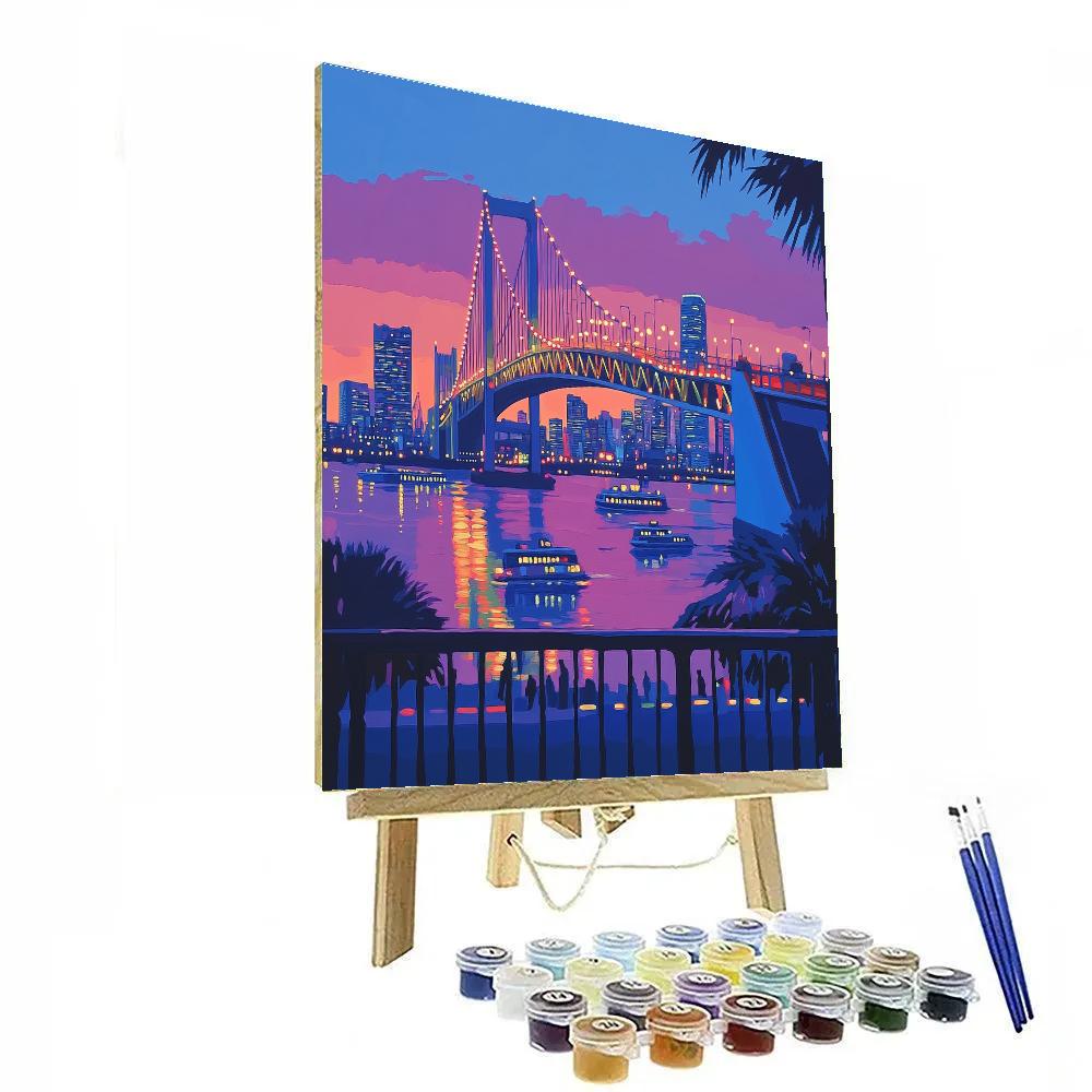 Tokyo Waterfront At Dusk With Rainbow Bridge And Odaiba Skyline Paint by numbers art