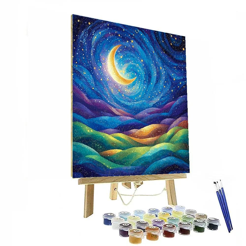 Georges Seurat Inspired Dreamlike Night Sky Numbered painting kits