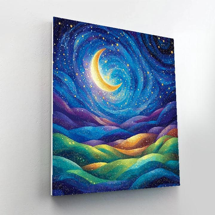 Georges Seurat Inspired Dreamlike Night Sky Numbered painting kits