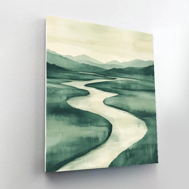 Zhao Mengfu Inspired River Of Ink Tranquility paint by numbers