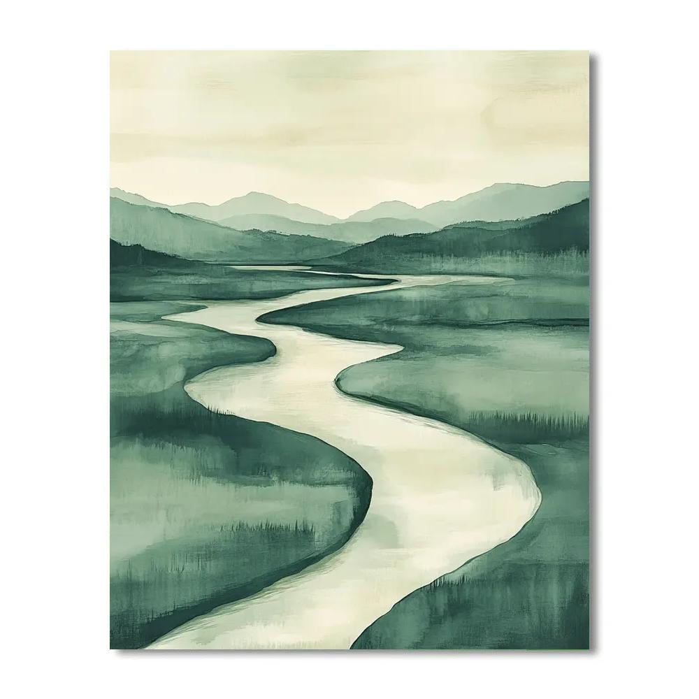 Zhao Mengfu Inspired River Of Ink Tranquility paint by numbers