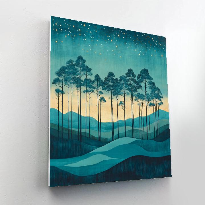 Hiroshige Inspired Celestial Tide Of Pines paint by number