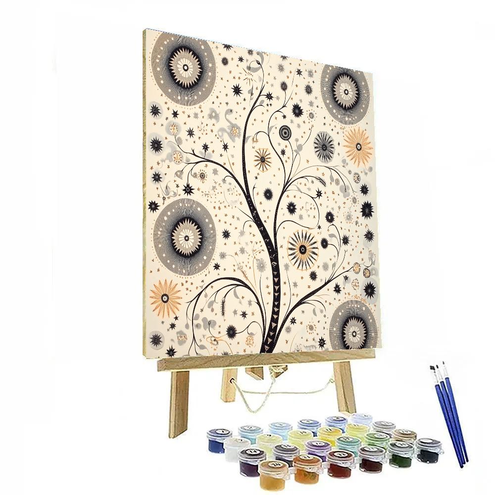 M.C. Escher Inspired Tessellated Cosmic Garden Number painting