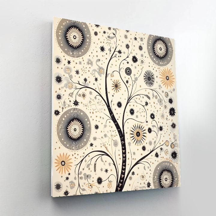 M.C. Escher Inspired Tessellated Cosmic Garden Number painting