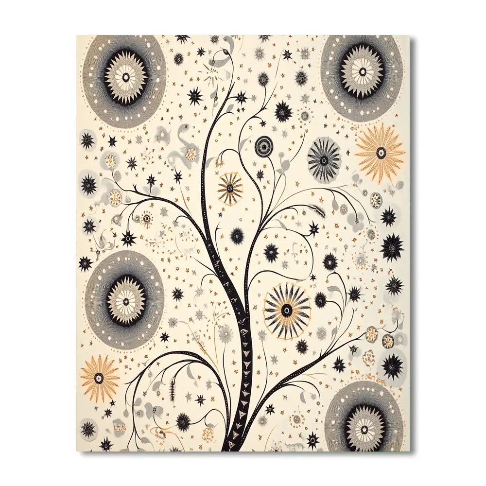 M.C. Escher Inspired Tessellated Cosmic Garden Number painting