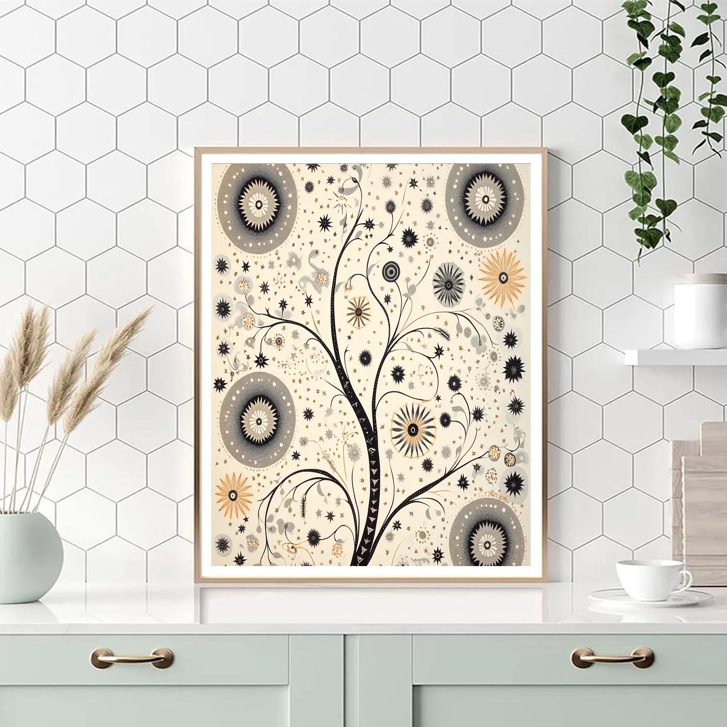 M.C. Escher Inspired Tessellated Cosmic Garden Number painting
