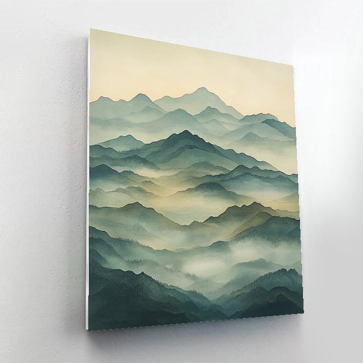 Zhao Mengfu Inspired Tranquil Misty Mountains paint by numbers