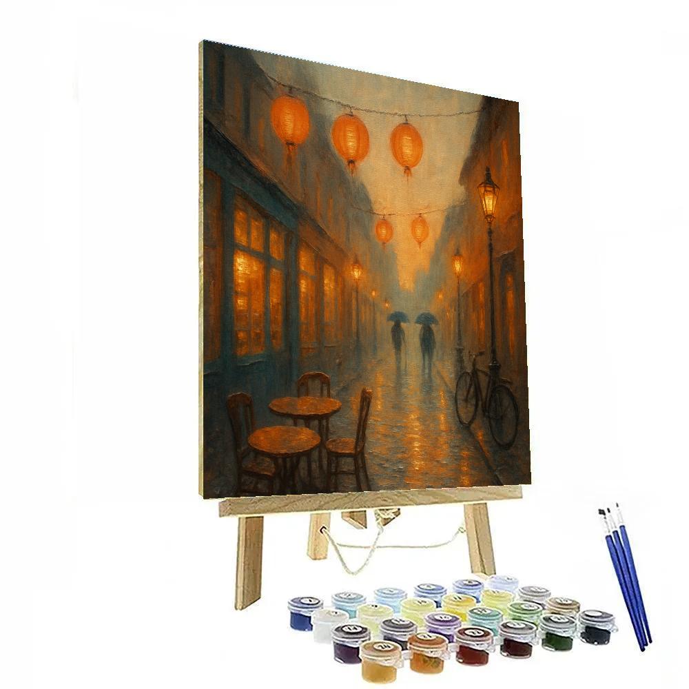 Sunset Lantern Street Cityscape paint by number