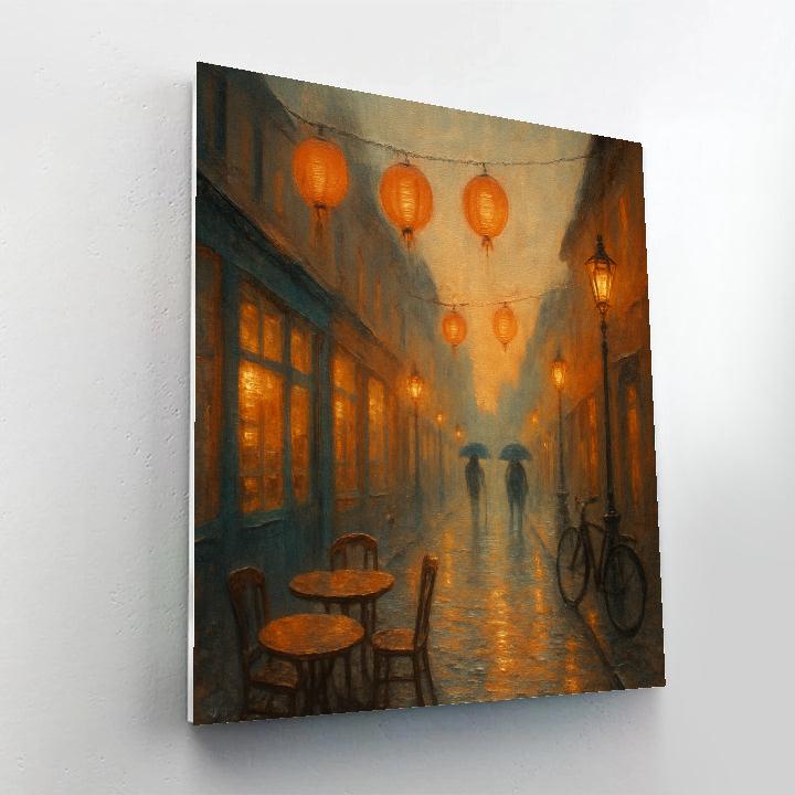 Sunset Lantern Street Cityscape paint by number
