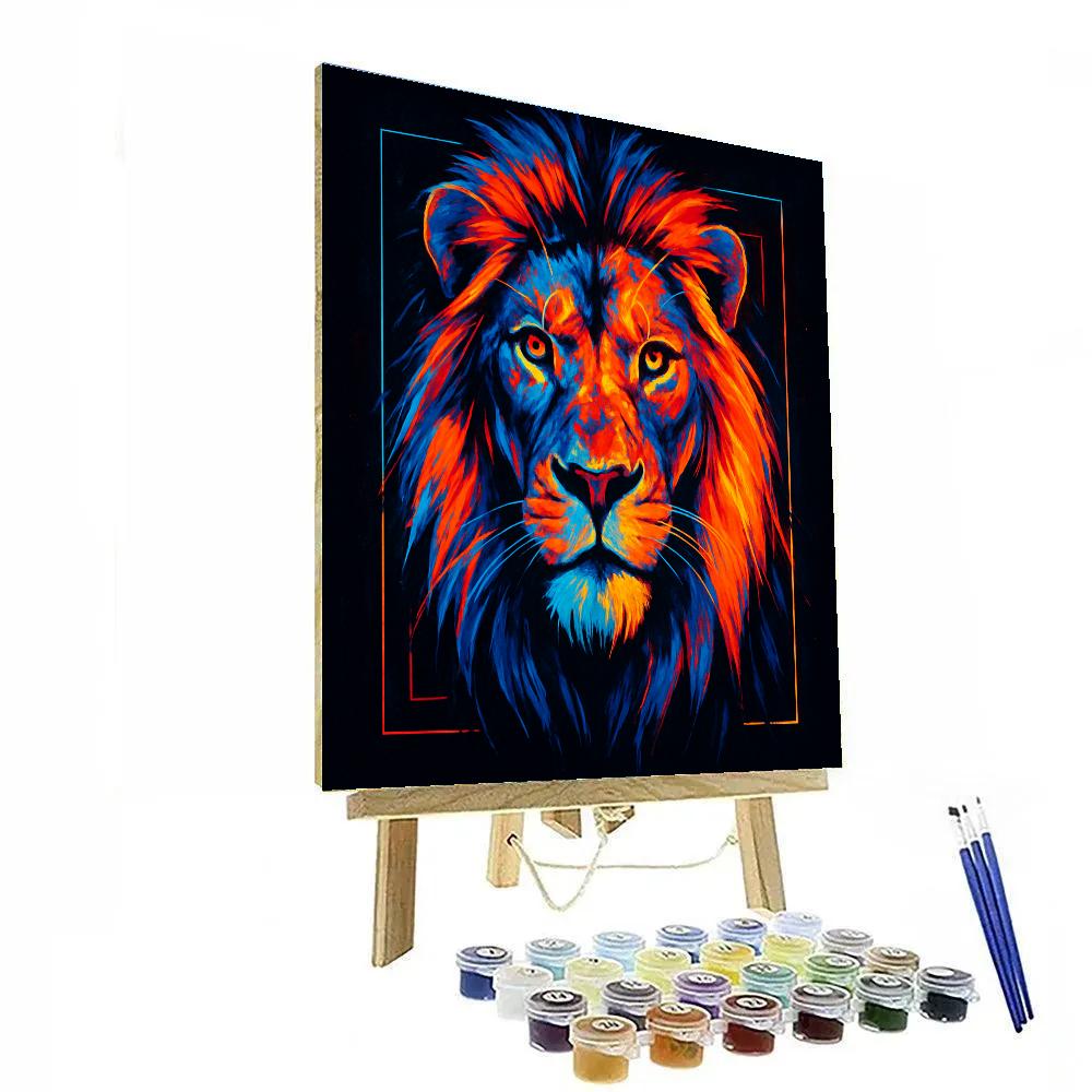 Regal Neon Lion Portrait Paint by numbers kits