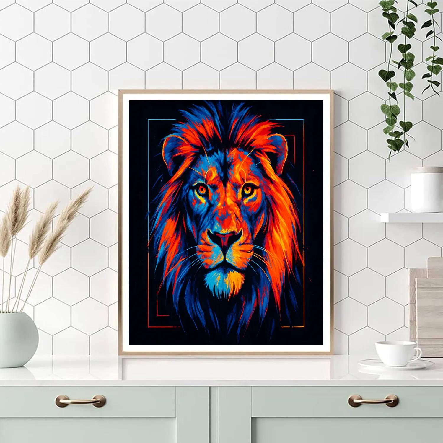 Regal Neon Lion Portrait Paint by numbers kits