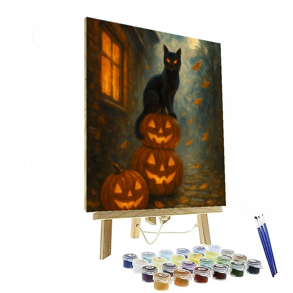 Midnight Black Cat Alley Paint by numbers kits