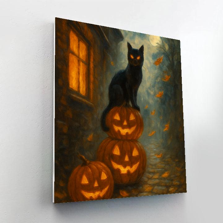 Midnight Black Cat Alley Paint by numbers kits