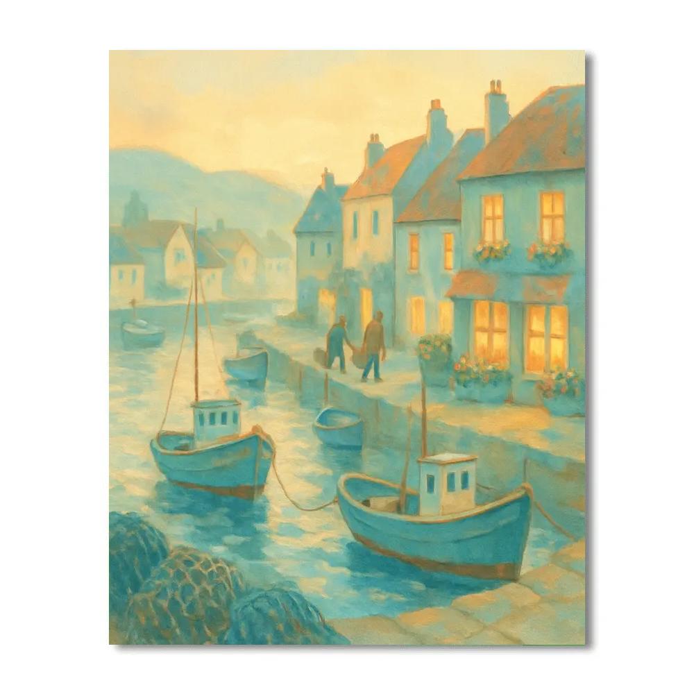 Harbor Morning In Pastel Gouache DIY paint by numbers