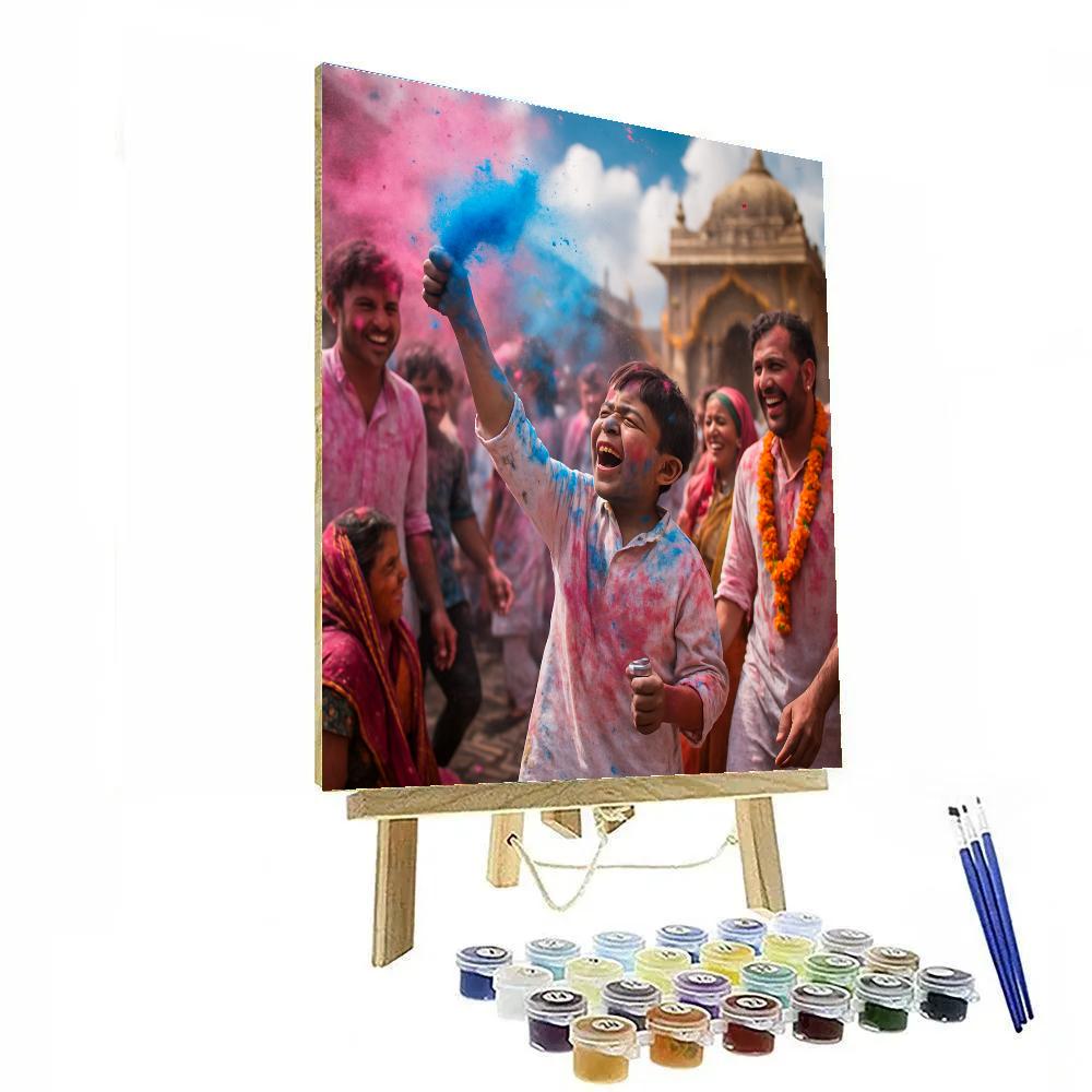 Holi Color Burst In Mathura painting number kit