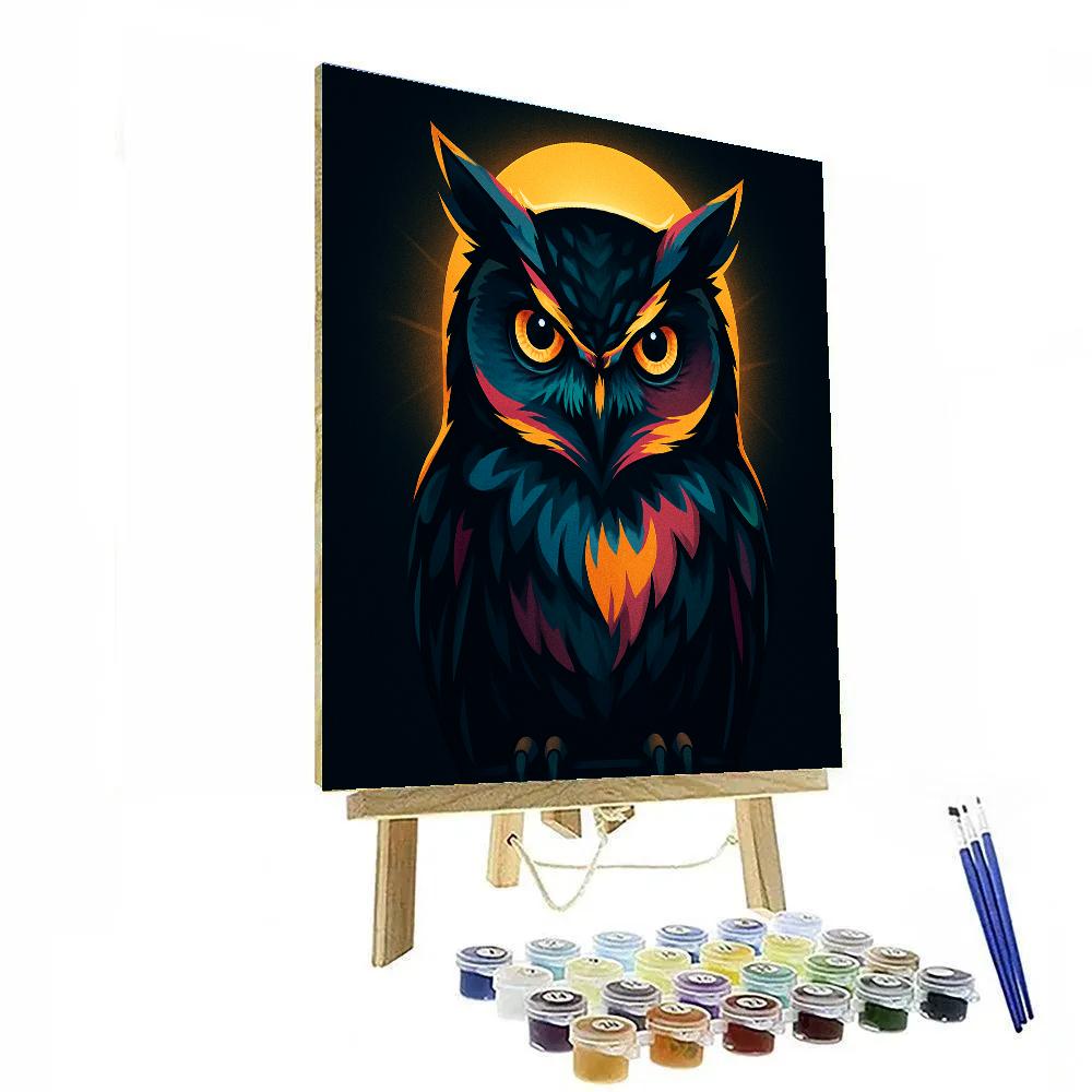 Midnight Owl In Color Block Numbered painting kits