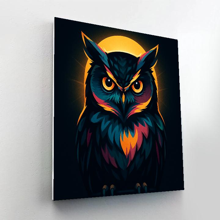 Midnight Owl In Color Block Numbered painting kits