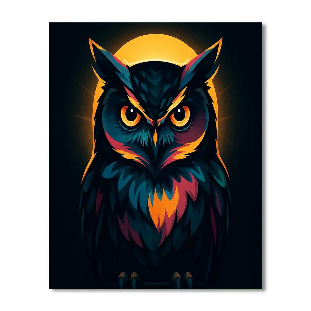 Midnight Owl In Color Block Numbered painting kits