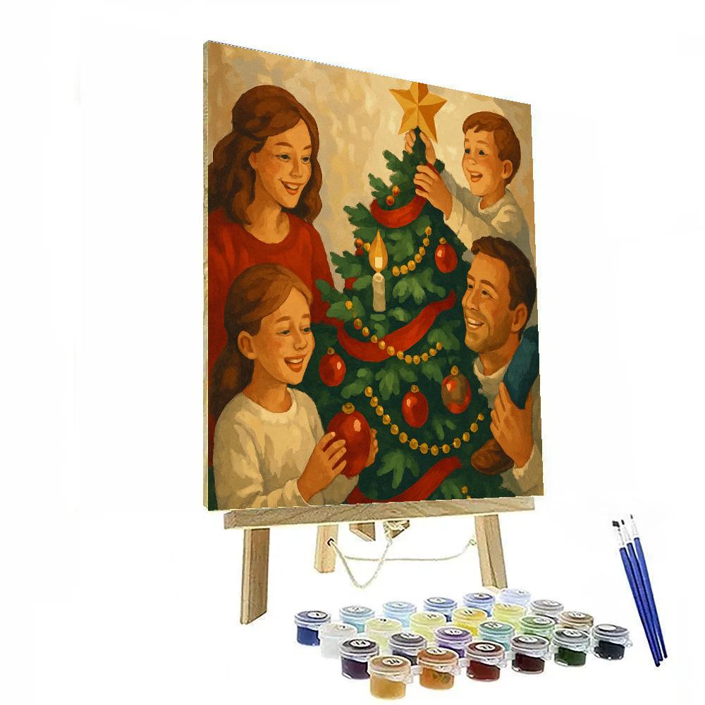 Tree Trimming Together Paint by numbers art