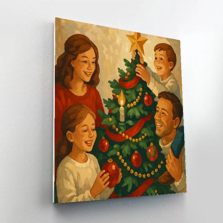 Tree Trimming Together Paint by numbers art