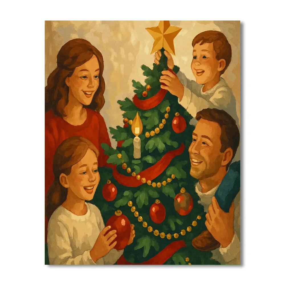 Tree Trimming Together Paint by numbers art