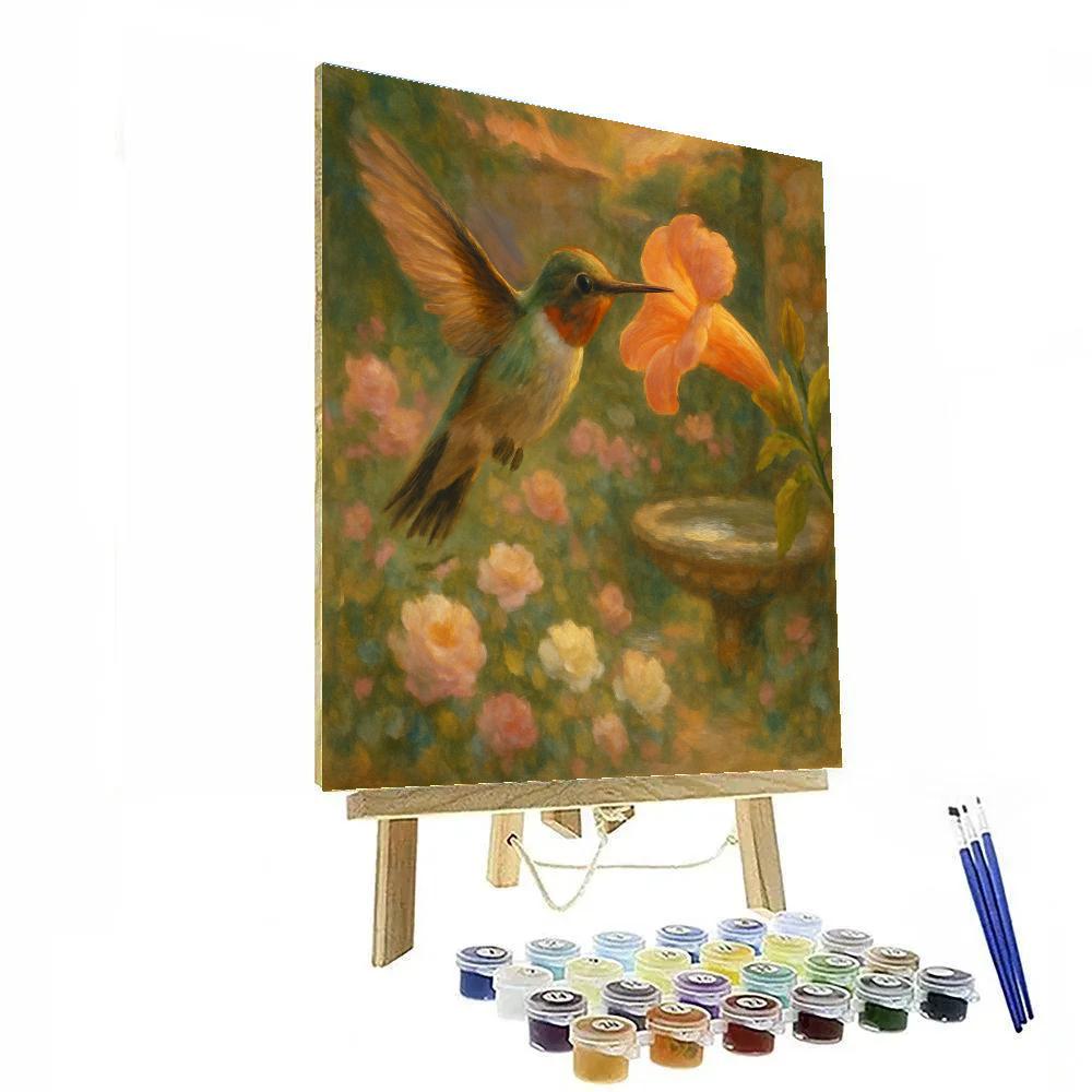 Hummingbird Tea In A Garden Nook DIY paint by numbers