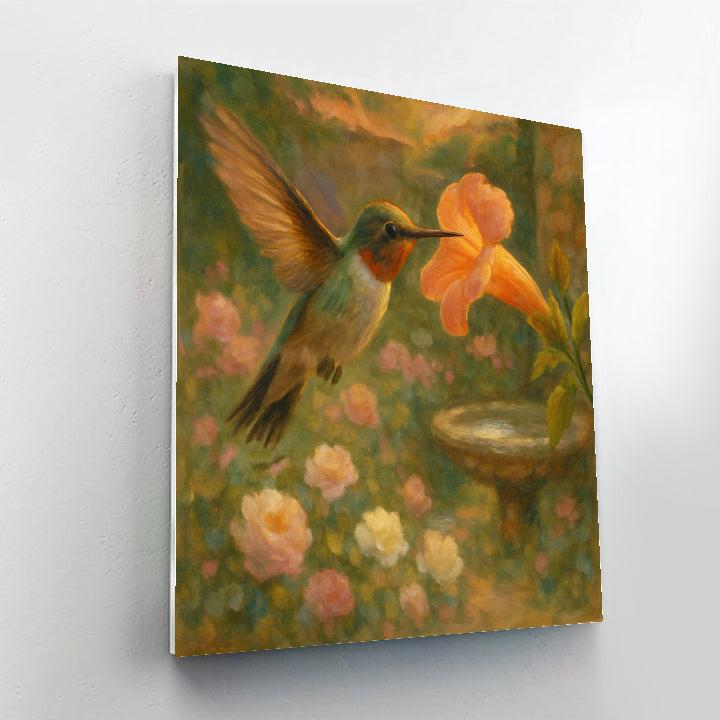 Hummingbird Tea In A Garden Nook DIY paint by numbers
