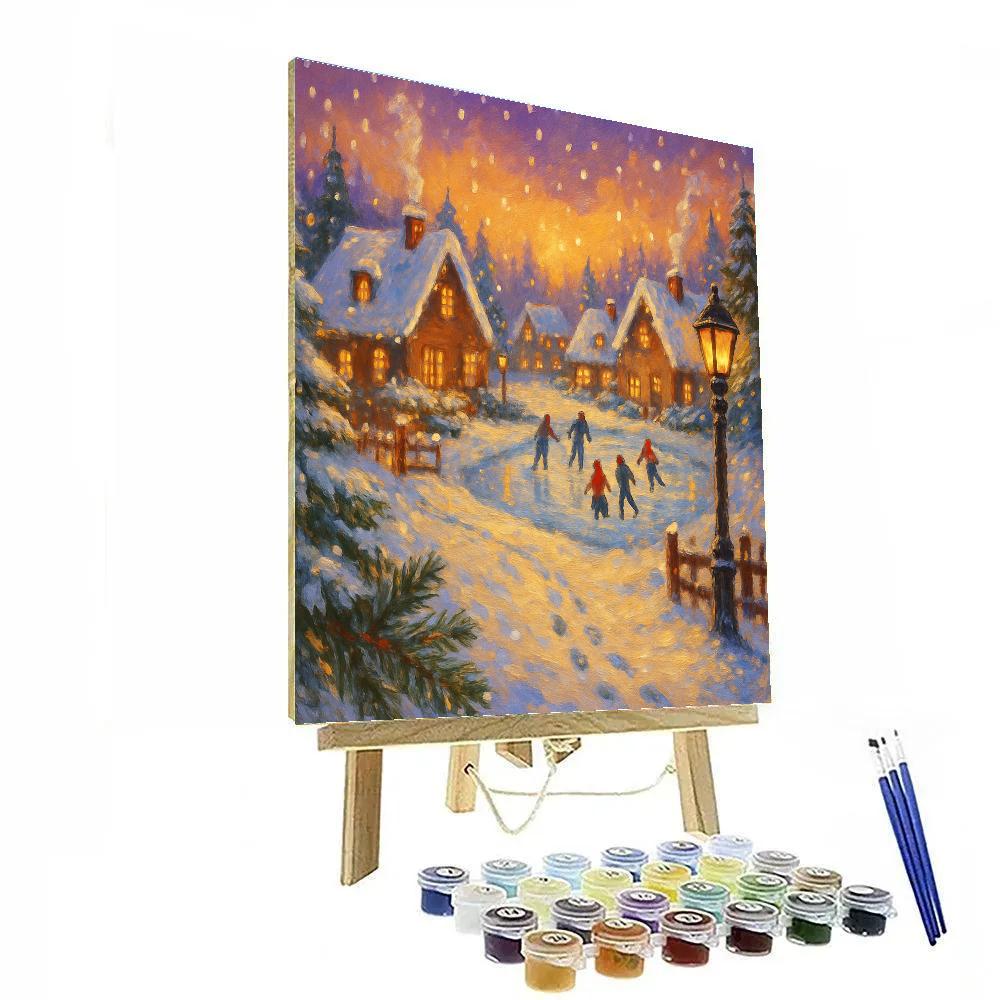 Snowbound Village At Twilight DIY paint by numbers