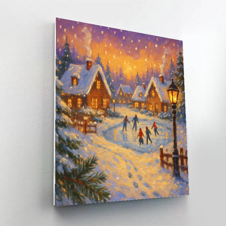 Snowbound Village At Twilight DIY paint by numbers