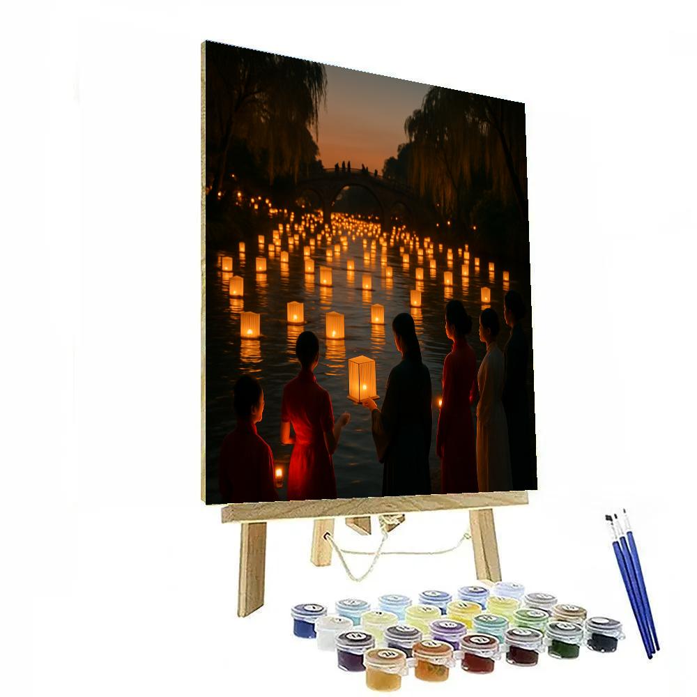 Lantern Festival Riverside Glow Paint by numbers art
