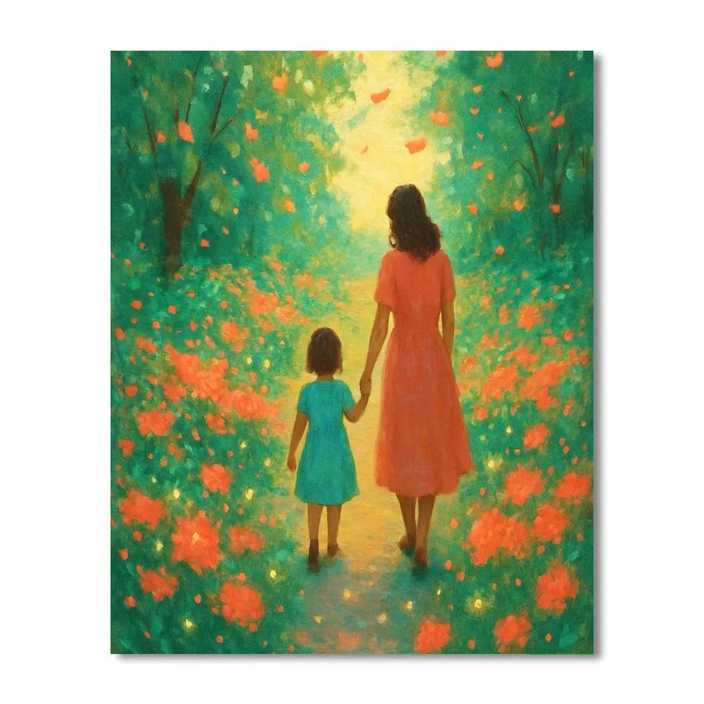 Galaxy Garden Walk With Mom Painting by numbers kit
