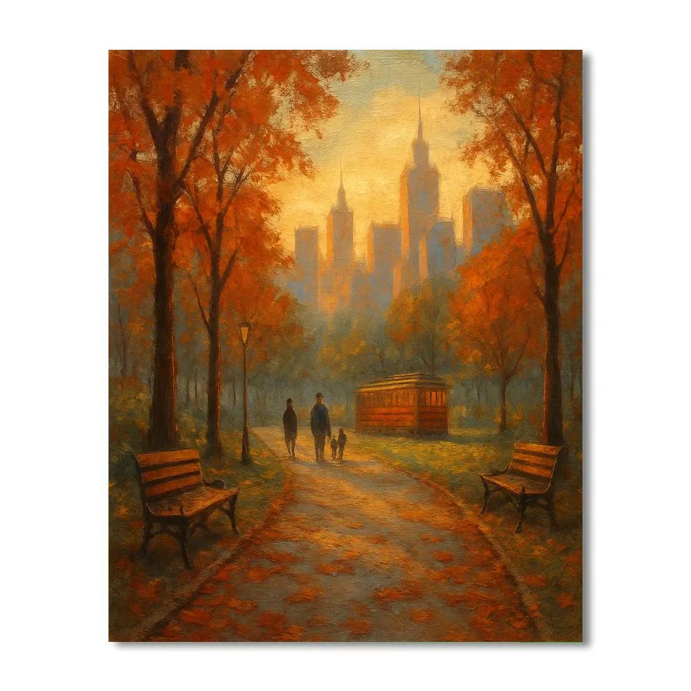 Quiet Park View With Painted Skyline paint by numbers