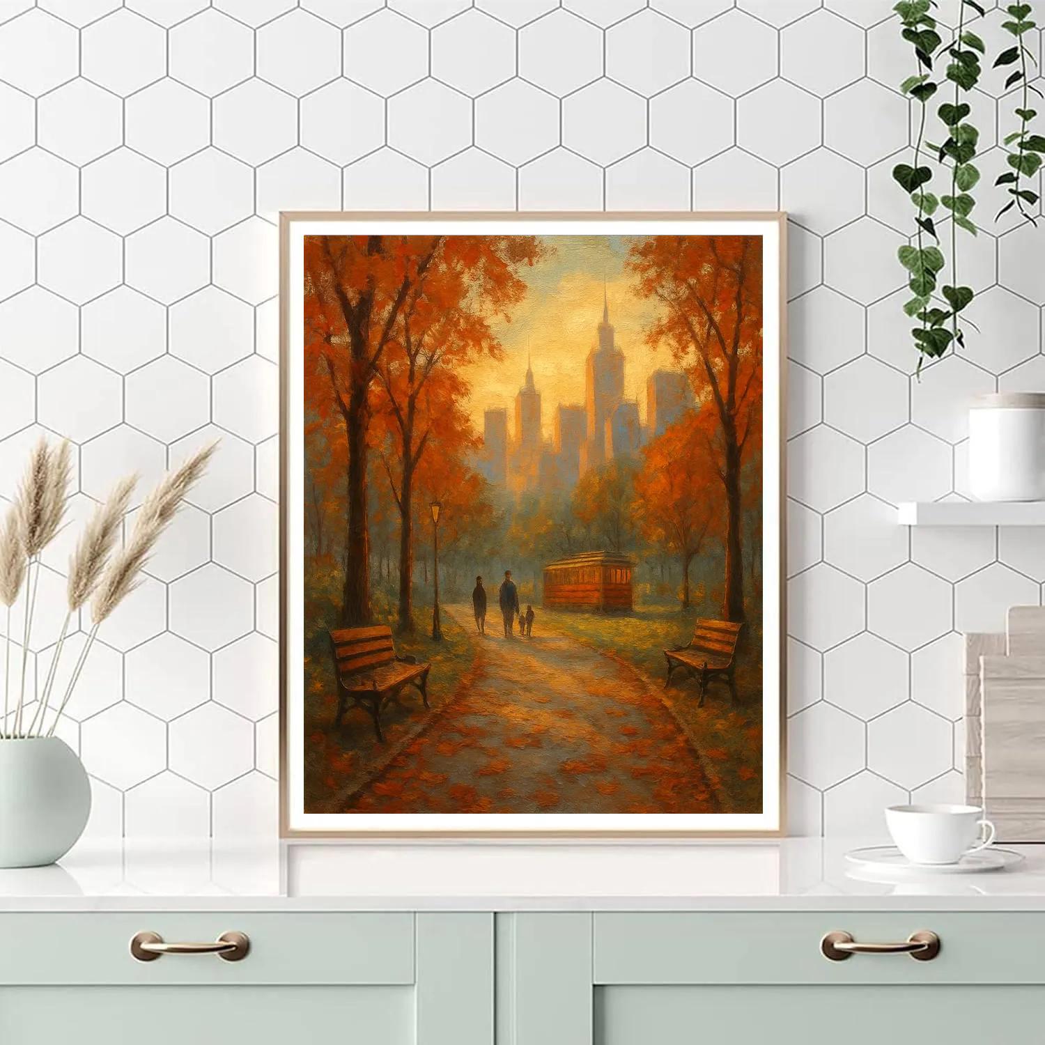 Quiet Park View With Painted Skyline paint by numbers