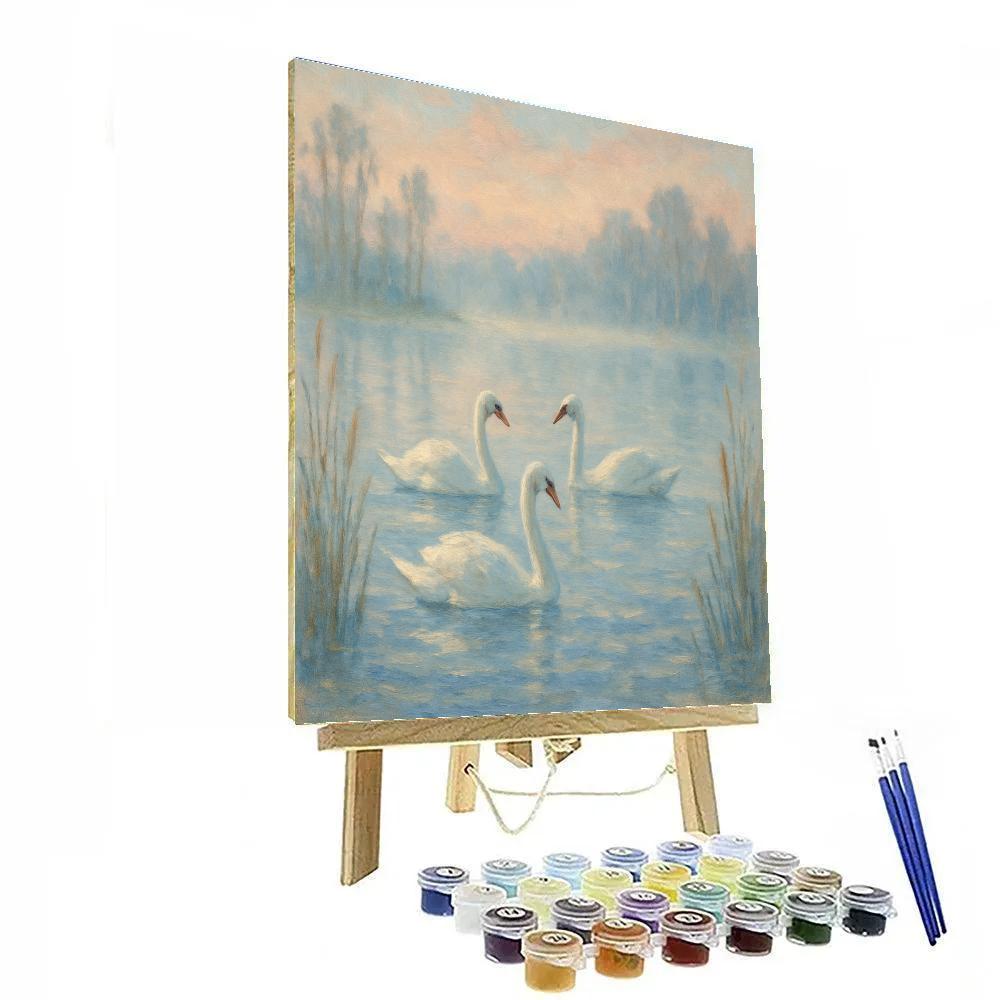 Misty Morning Swan Chorus Number painting