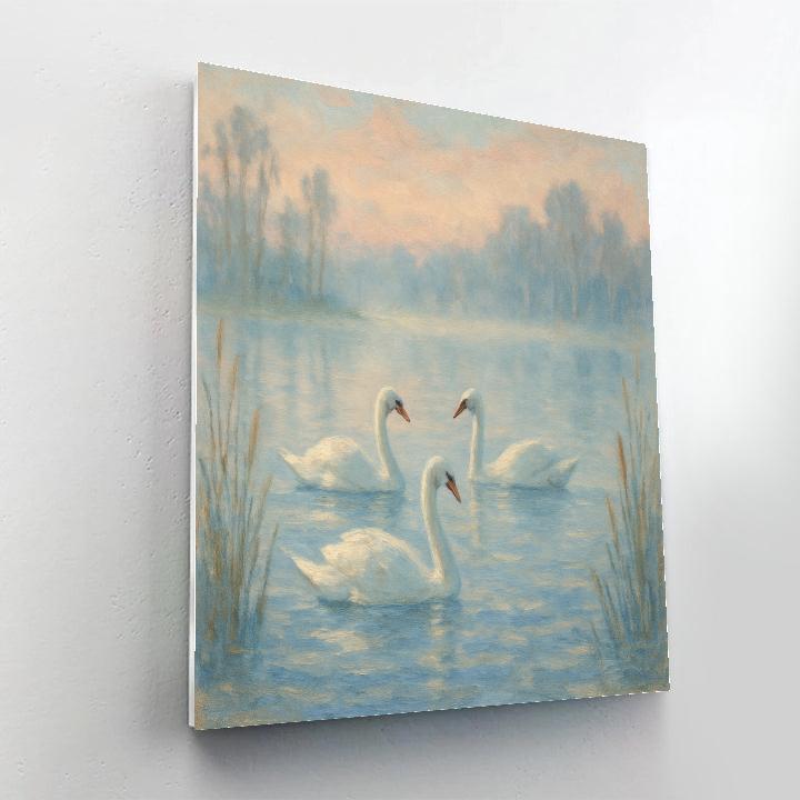 Misty Morning Swan Chorus Number painting