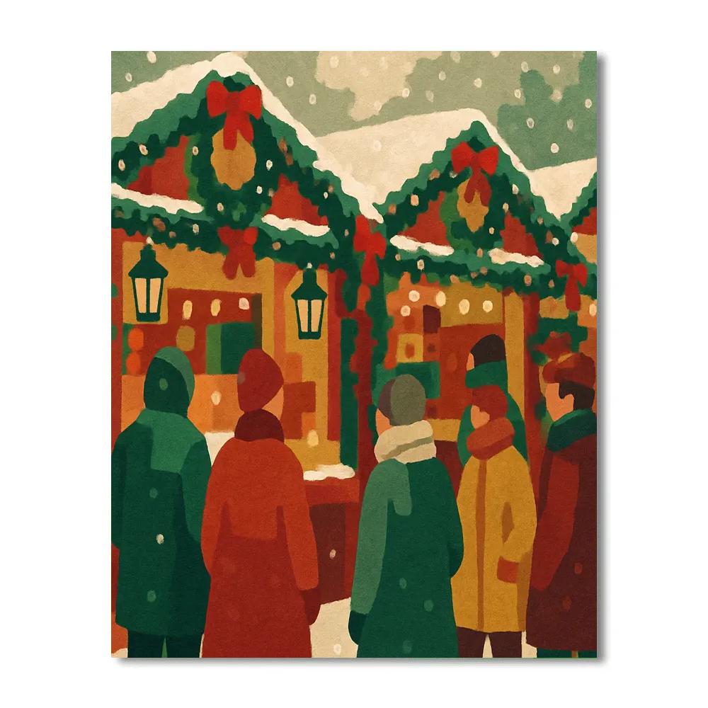 Wreaths At Winter Market Paint by numbers art