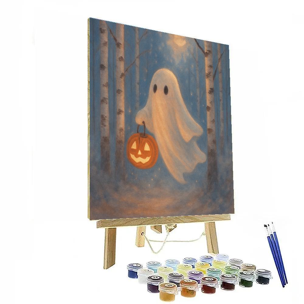 Ghostly Forest Lanterns painting number kit