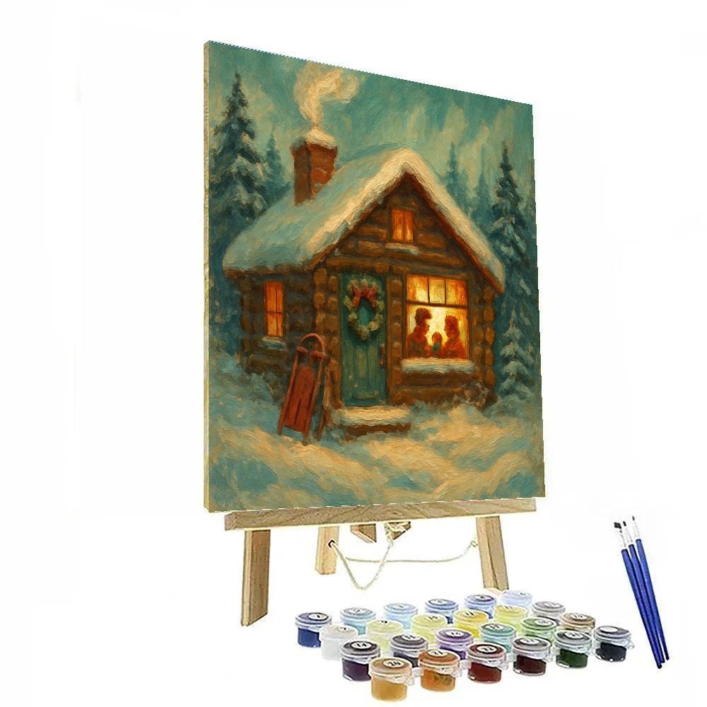 Cozy Cabin Hearthside Scene paint by number