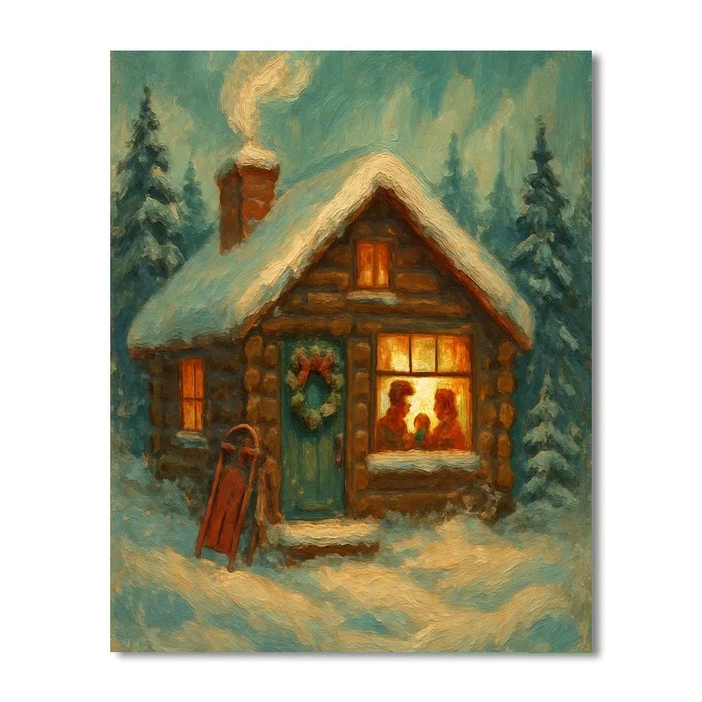 Cozy Cabin Hearthside Scene paint by number